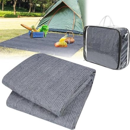 Kampeermat 250 x 250 cm, Antislip en Wasbaar, Ideaal voor Buiten, Grijs Blauw