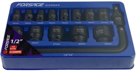 FORSAGE F-4159-5MPB - Slagsleutelset - 10-32 mm - 15 stuks