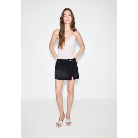 Stradivarius Korte broekrok met overslag  ZWARTE DENIM WASSING 36