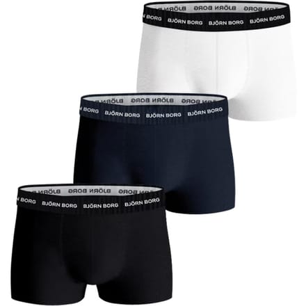 Björn Borg Cotton Stretch trunks - heren boxers korte pijp (3-pack) - wit - navy blauw - zwart