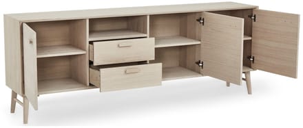 Dressoir Naturel Eiken - 4-Deurs - 212x34x60cm - Dressoir Porto