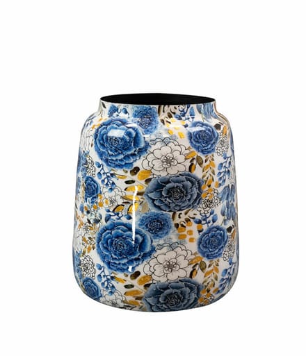 TS Collection Vaas Dutch Blue - blauw - metaal/epoxy - D21 x H24 cm - bloemenvaas - Designed by Lammie