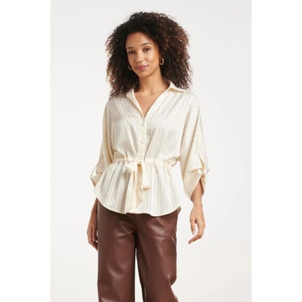 Smashed Lemon Blouse met structuurstreep en tailleceintuur |