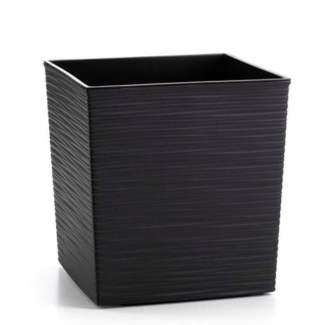 Zwarte vierkante plantenbak met inzet - 25x25 cm - modern design