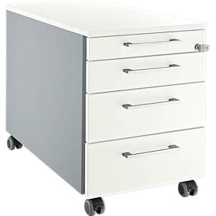 Schäfer Shop Select mobiele container 1233, met vierkant handvat, blank aluminium/wit