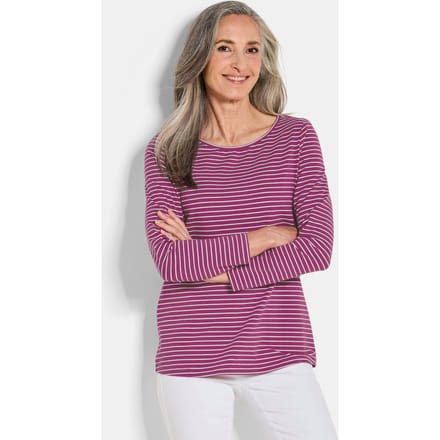 Drie shirts van katoenjersey - bessen / gebroken wit / bessen / gestreept - Gr. 48 van Goldner Fashion