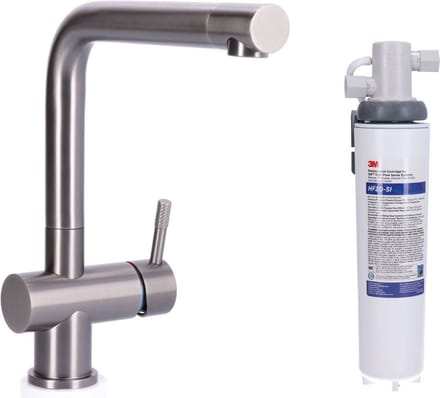 STAHL Keukenkraan Gun Metal massief RVS inclusief 3M waterfilter