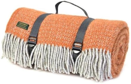 Picknickkleed Polo Oranje Grijs - Wol - Waterdicht - 145x183cm - Tweedmill