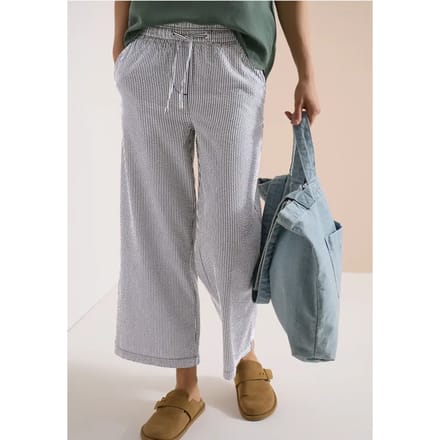 7/8 Wide Legs broek in seersucker kwaliteit