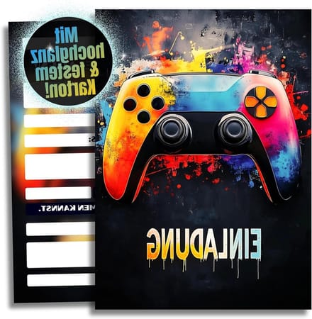 Uitnodigingskaarten - Feestkaarten - Verjaardag Vieren - Gaming Thema - 12 Stuks DIN A6 - Controller