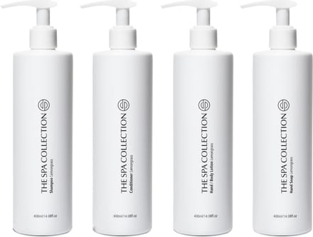 The Spa Collection Lemongrass - Shampoo + Conditioner + Body Lotion + Handzeep - Milde formulering - 400 ml pompfles - Set van 4 stuks