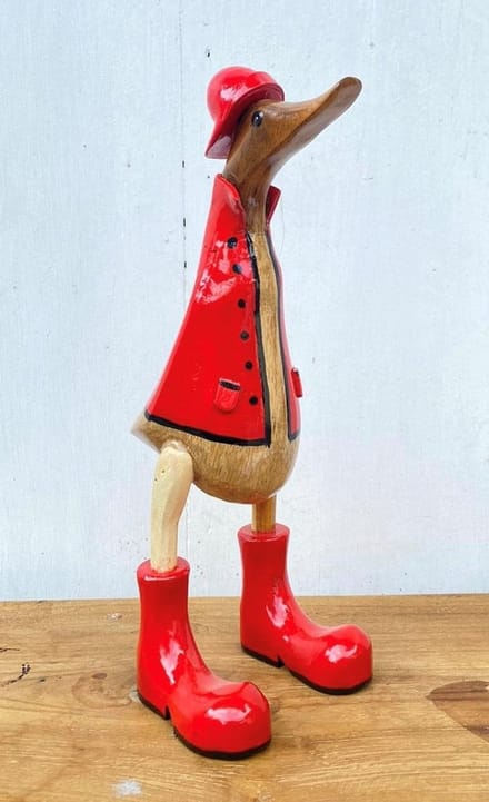 Houten eend Justus M regenjas rood