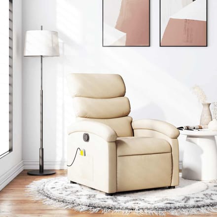 vidaXL - Massagestoel - met - crèmekleurige - stof