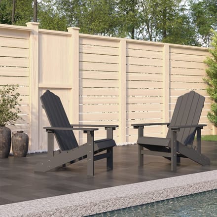 vidaXL - Tuinstoelen - 2 - st - Adirondack - HDPE - antracietkleurig