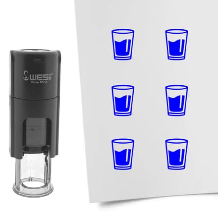 CombiCraft Stempel glas water 10mm rond blauwe inkt - 1 stuk