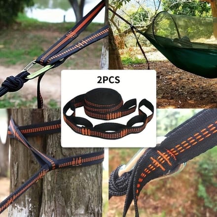 2 stuks extra sterke hangmatriemen, verstevigde ophangriemen voor aan een boom, voor veiligheid en comfort tijdens het kamperen in de buitenlucht, met een hoog draagvermogen. 2pcs oranje