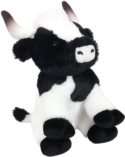 PIA Soft Toys-Pluche Knuffeldier - Koe zwart zittend 25 cm