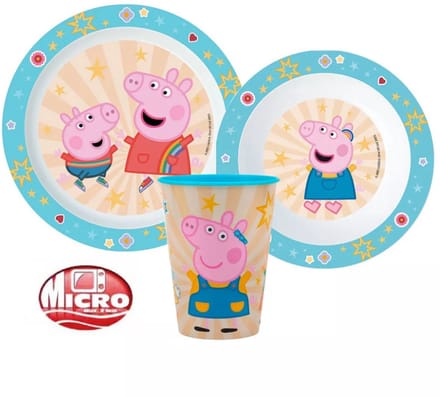 Peppa Pig Kinderserviesset 3-delig – Bord, Kom & Beker