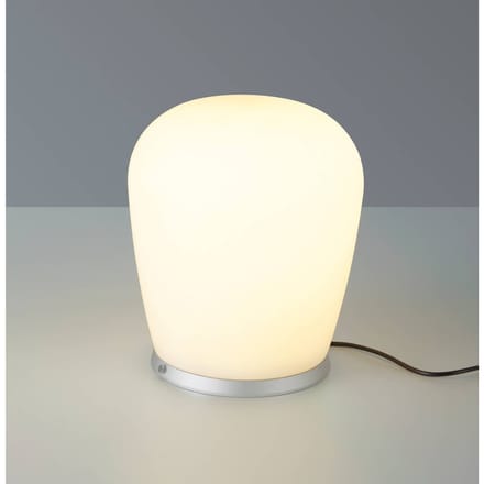 Bopp LED tafellamp Cara, aluminiumkleurig, Ø 18 cm, glas