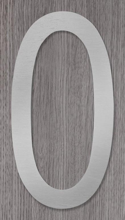 Xaptovi Huisnummer 0 Model: Elegant - Materiaal: RVS - Hoogte: 20cm - Kleur: RVS