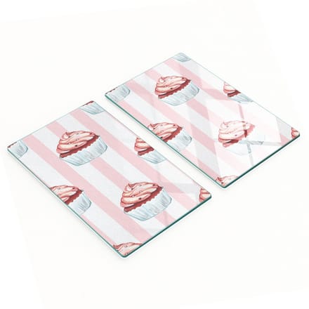 Keukenplanken van gehard glas met decoratieve muffin-afbeeldingen, 2x30x52 cm