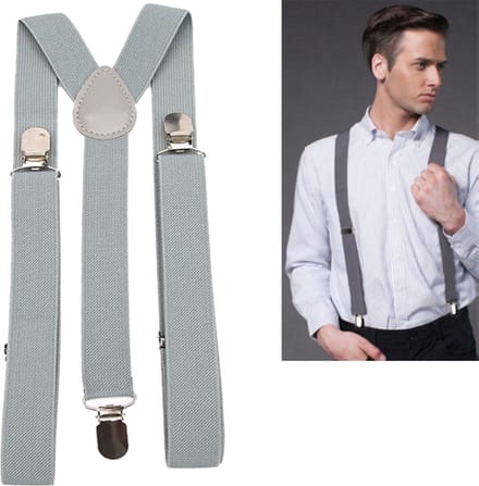 Bretels - Grijs - met stevige clip - luxe - heren bretels - unisex