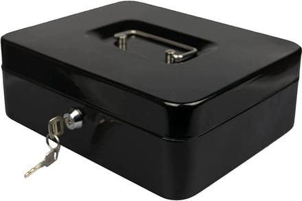 10 inch zwart stalen petty kassa geldhouder met sleutel