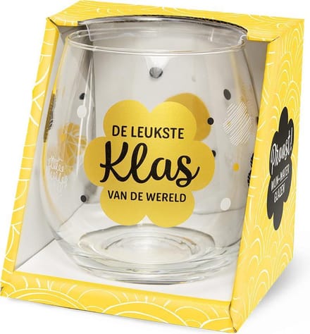 Wijn -Waterglas De leukste klas van de wereld  Proost!