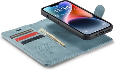 iPhone 14 Plus Bookcase hoesje - CaseMe - Effen Aqua - Kunstleer