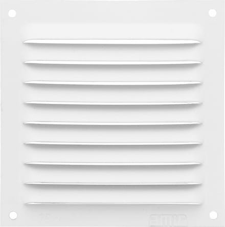 AMIG Ventilatierooster/muurrooster - 100 x 100mm - aluminium - wit - schoepenrooster
