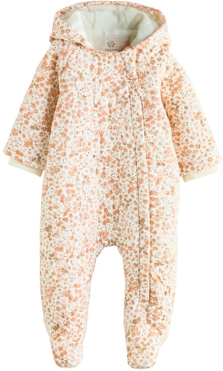 Next - Meisjes - Baby kinderwagenpak met kreukeltextuur en capuchon - Crème