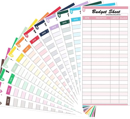 Budget Vellen - Geld Tracker - Financiën Beheren - Dubbelzijdig Bedrukt - 120 Stuks - Multicolor