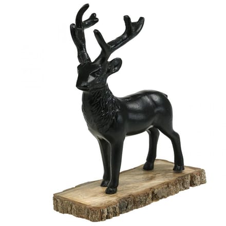 Deco Hert Deco Rendier Metaal Hout Zwart H25cm