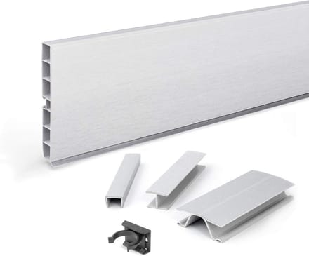 Keukenplint 100mm Aluminium Satijn Kunststof Sokkel Afsluitstrip 3 Meter