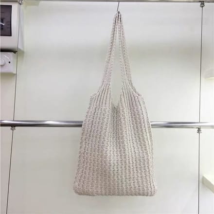 Without Lemon - Gebreid Schoudertas - Knitted Tote Bag -Boodschappentas - vrouwen— Large - Wit/Creme