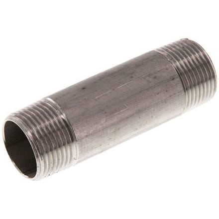 R 3/4'' RVS Dubbele Pijpnippel 20 Bar DIN 2982 - 80mm