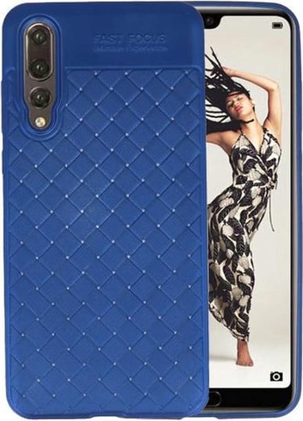 Blauw Geweven TPU case hoesje voor Huawei P20 Pro
