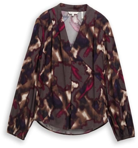 Tom Tailor - Blouse met patroon - Maat 36 - brown blurry argyle