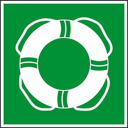 Reddingsboei bord - kunststof - ISO 7010, E061 100 x 100 mm
