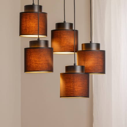 Luminex Hanglamp Soho cilindrisch rond 5-lamps zwart/goud