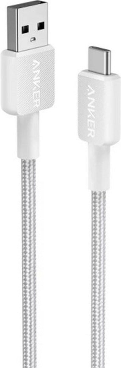 USB-A - USB-C Anker 322 Data- en Oplaadkabel, 18W, 0.9m, Wit A81H5G21