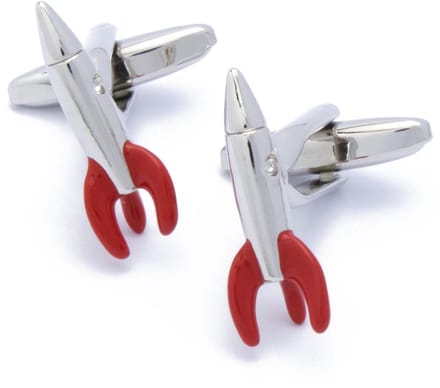Manchetknopen - Raket Zilver met Rood