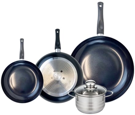 Set van 3 Koekenpannen 20, 24 en 32 cm en 1 braadpan 14 cm Elo Prima Brillant