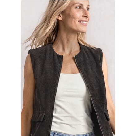 Vest met ronde hals in corduroy-look