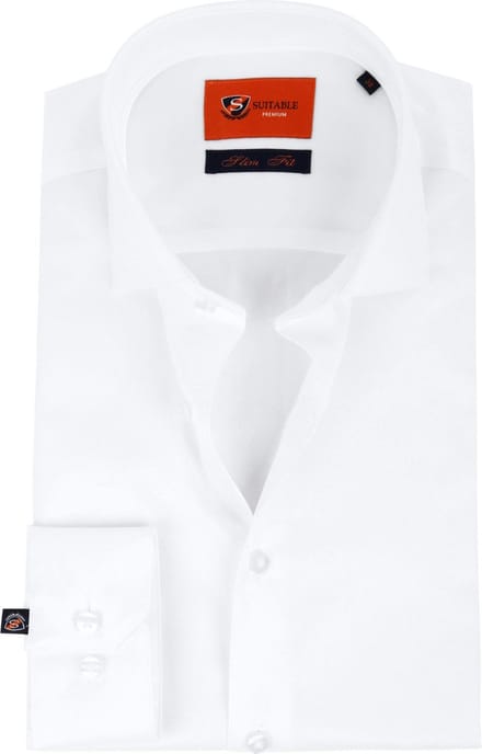 Suitable Wit Overhemd Slim Fit DR-01 - Maat 40 - Heren - Overhemden Formeel