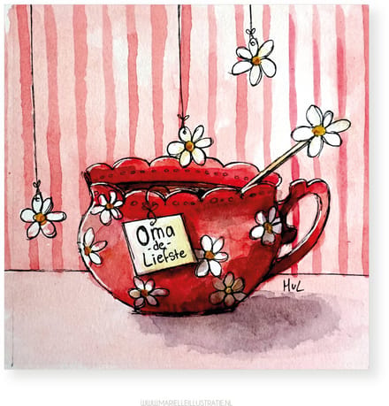 Oma de liefste wenskaart 12,5x12,5cm,