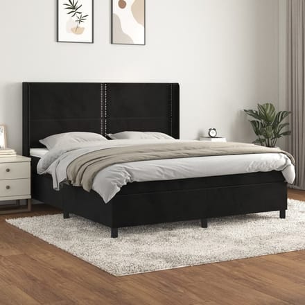 vidaXL - Boxspring - met - matras - fluweel - zwart - 180x200 - cm