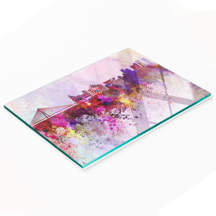 Multifunctioneel decoratief keukenbord van gehard glas, Warschau, 80x52 cm