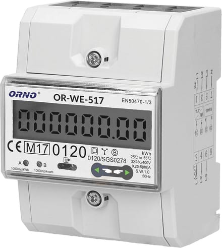 Digitale Enkelfasige Elektriciteitsmeter voor Driefasensysteem met RS-485 Multi-tarief en LCD-display