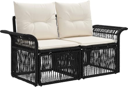 vidaXL - Tuin - Sofa - 2-Aantal - zitplaatsen - Zwart - poly - rattan